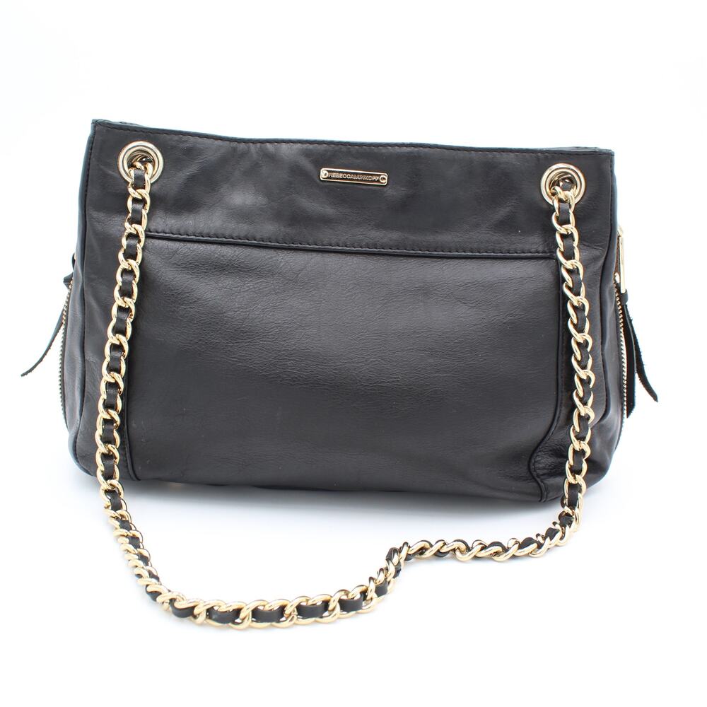 Rebecca Minkoff Y2K Crossbody Bag Black Leather Convertible Zippers Chain Strap